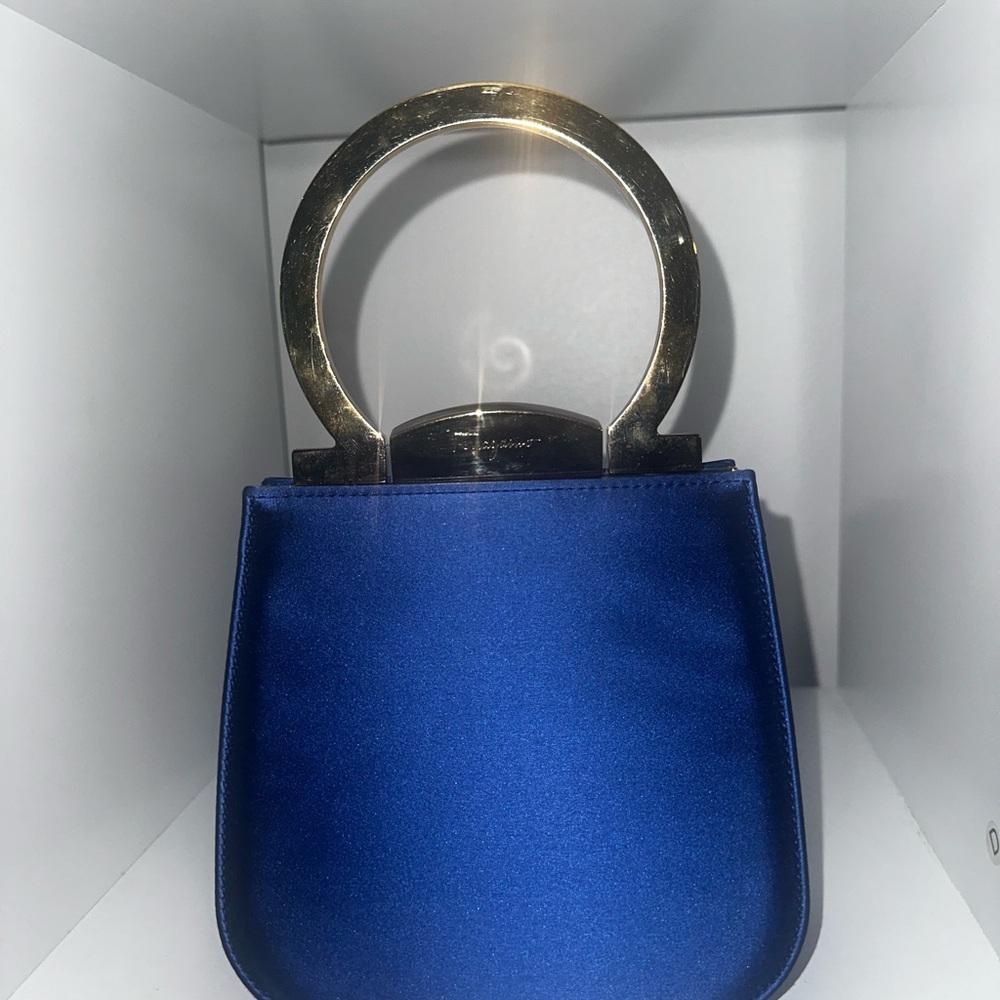 Salvatore Ferragamo Royal Blue Mini Bag with Gold Handle